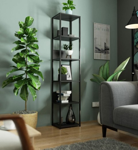 Regał loftowy metalowy 40 cm - czarny-czarny - 6 półek