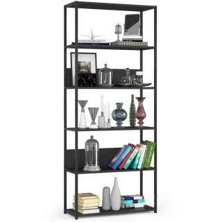 Regał loftowy metalowy 80 cm - czarny-czarny - 6 półek