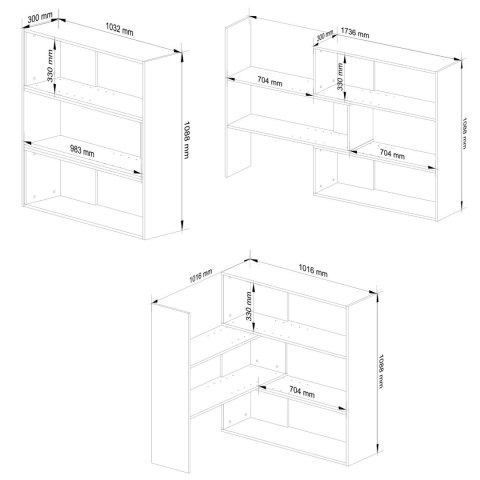 Regał przestawny mini TWIST - dąb sonoma