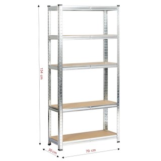 REGAŁ METALOWY 70x30x154 SREBRNY