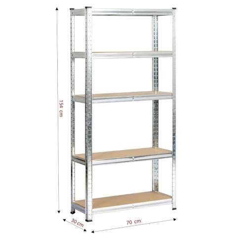REGAŁ METALOWY 70x30x154 SREBRNY
