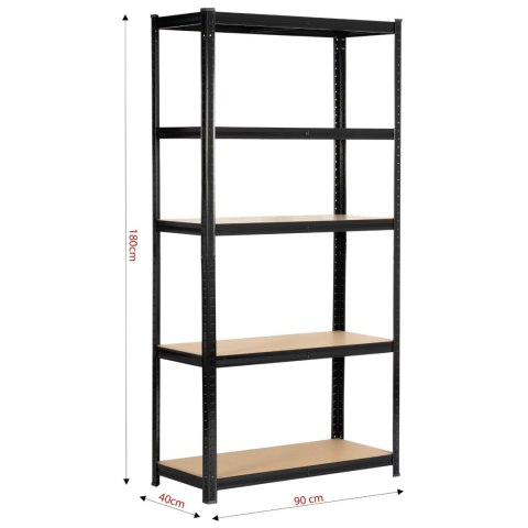 REGAŁ METALOWY 90x40x180 CZARNY