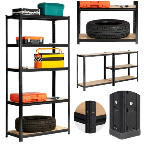 REGAŁ METALOWY 90x40x180 CZARNY