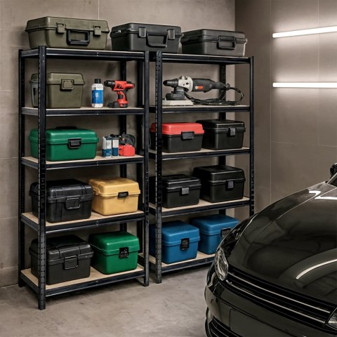 REGAŁ METALOWY 90x40x180 CZARNY