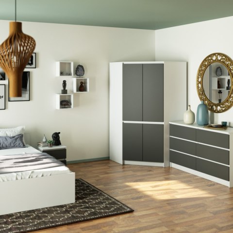 SZAFA NAROŻNA S100 4D CLP BIAŁA / SZARY GRAFIT