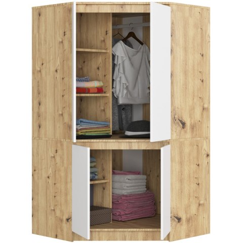 SZAFA NAROŻNA S100 4D CLP DĄB ARTISAN / BIAŁA