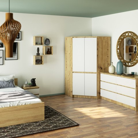 SZAFA NAROŻNA S100 4D CLP DĄB ARTISAN / BIAŁA