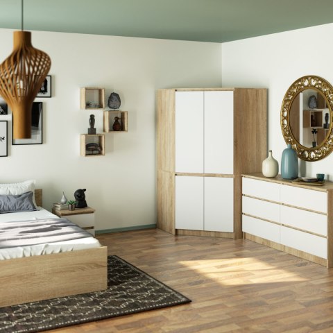 SZAFA NAROŻNA S100 4D CLP DĄB SONOMA / BIAŁA