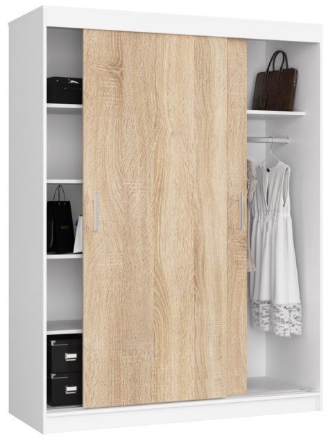 SZAFA PRZESUWNA 150 cm CLP MONO BIAŁA/SONOMA