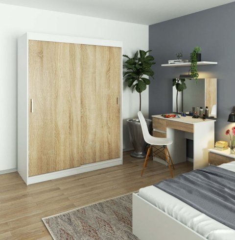 SZAFA PRZESUWNA 150 cm CLP MONO BIAŁA/SONOMA