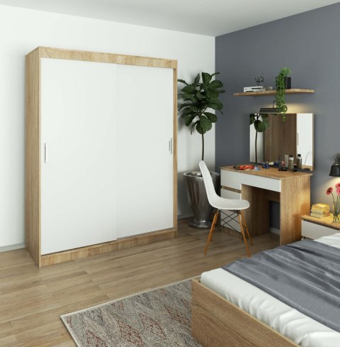 SZAFA PRZESUWNA 150 cm CLP MONO SONOMA/BIAŁA