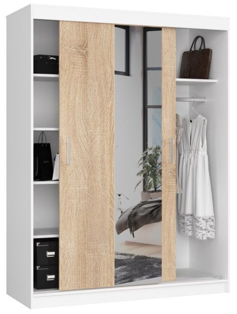 SZAFA PRZESUWNA 150cm CLP BIAŁA / SONOMA
