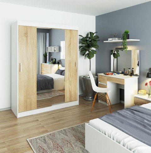 SZAFA PRZESUWNA 150cm CLP BIAŁA / SONOMA