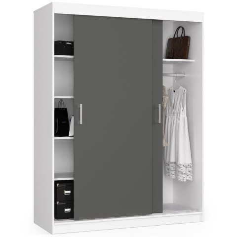 SZAFA PRZESUWNA 150cm CLP BIAŁA / SZARA MONO