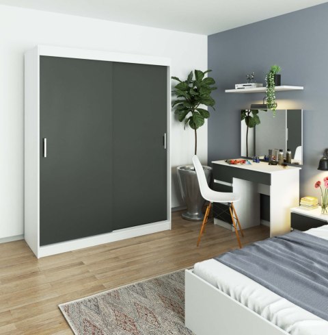 SZAFA PRZESUWNA 150cm CLP BIAŁA / SZARA MONO