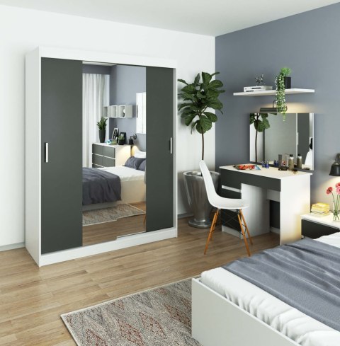 SZAFA PRZESUWNA 150cm CLP BIAŁA / SZARA