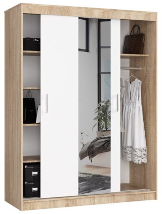 SZAFA PRZESUWNA 150cm CLP SONOMA / BIAŁA