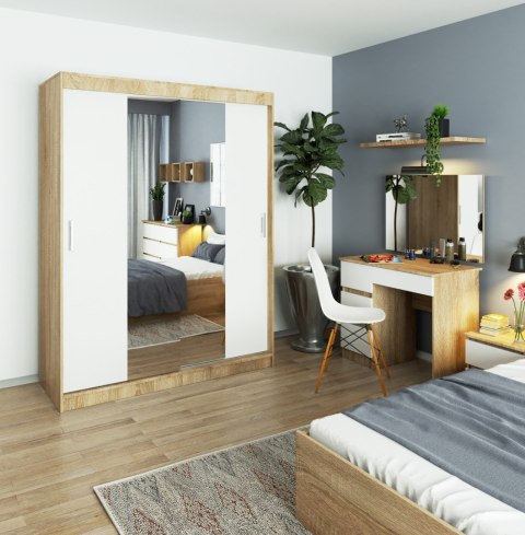 SZAFA PRZESUWNA 150cm CLP SONOMA / BIAŁA