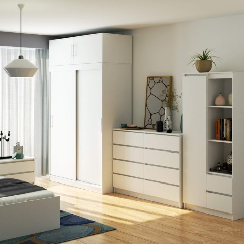 SZAFA PRZESUWNA Z NADSTAWKĄ 150cm CLP BIAŁA MONO