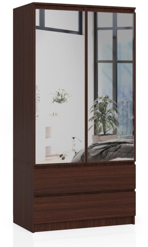 SZAFA S 90 cm 2 DRZWI 2 SZUFLADY 2 LUSTRA PK WENGE