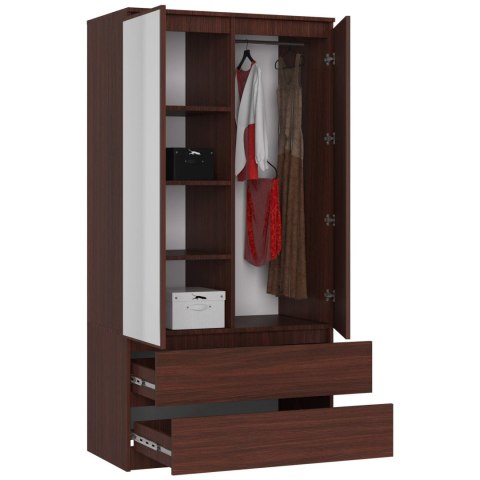 SZAFA S 90 cm 2 DRZWI 2 SZUFLADY 2 LUSTRA PK WENGE