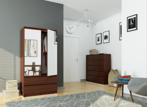 SZAFA S 90 cm 2 DRZWI 2 SZUFLADY 2 LUSTRA PK WENGE