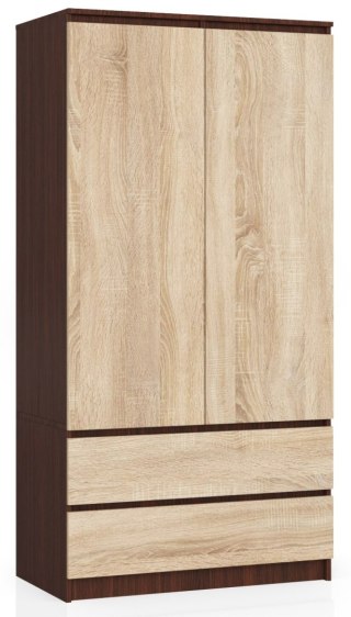 SZAFA S 90 cm 2 DRZWI 2 SZUFLADY PK WENGE / SONOMA