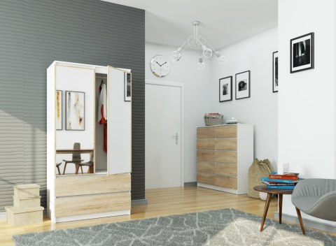 SZAFA S90 2D 2SZ 2 LUSTRO CLP PK BIAŁY / SONOMA