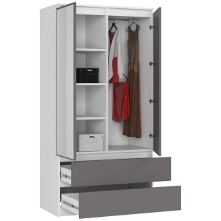 SZAFA S90 2D 2SZ 2 LUSTRO CLP PK BIAŁY / SZARY