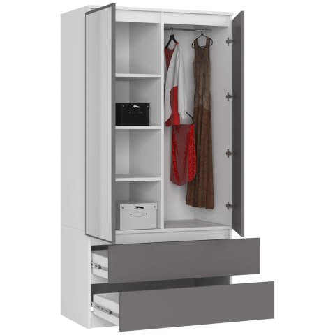 SZAFA S90 2D 2SZ 2 LUSTRO CLP PK BIAŁY / SZARY