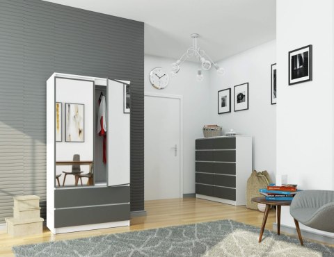 SZAFA S90 2D 2SZ 2 LUSTRO CLP PK BIAŁY / SZARY