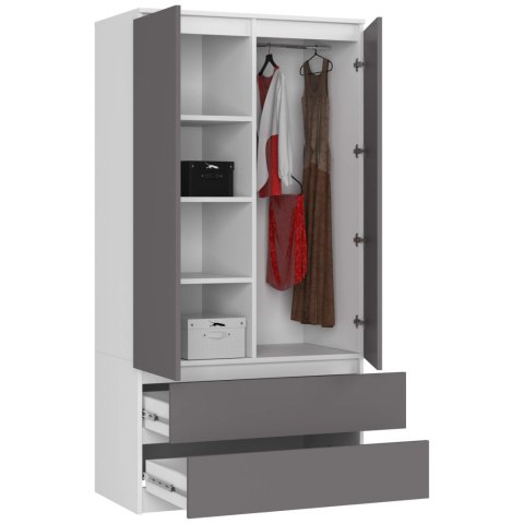 SZAFA S90 2D 2SZ CLP PK BIAŁY / SZARY