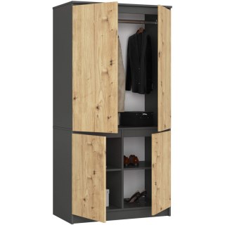 SZAFA S90 4D CLP GRAFIT SZARY / DĄB ARTISAN