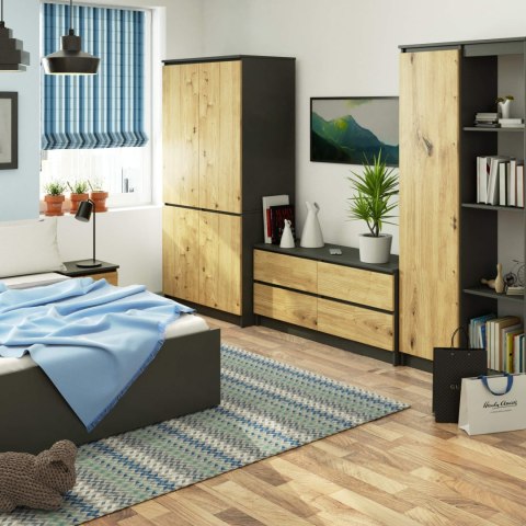 SZAFA S90 4D CLP GRAFIT SZARY / DĄB ARTISAN