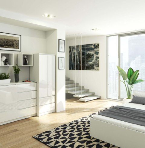 SZAFA STAR S 60 cm 2 DRZWI 2 SZUFLADY PK BIAŁA / BIAŁY POŁYSK