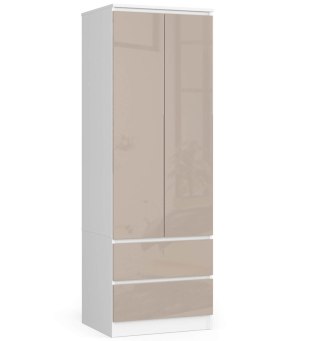 SZAFA STAR S 60 cm 2 DRZWI 2 SZUFLADY PK BIAŁA / CAPPUCCINO POŁYSK