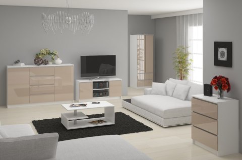 SZAFA STAR S 60 cm 2 DRZWI 2 SZUFLADY PK BIAŁA / CAPPUCCINO POŁYSK