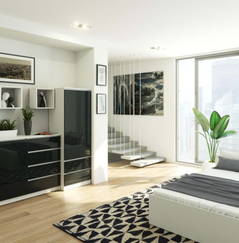 SZAFA STAR S 60 cm 2 DRZWI 2 SZUFLADY PK BIAŁA / GRAFIT POŁYSK