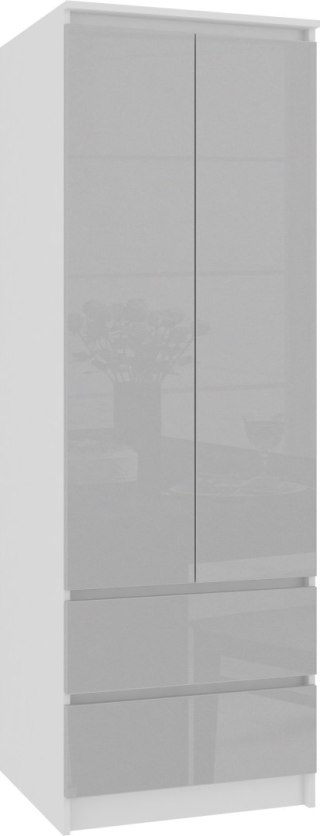 SZAFA STAR S 60 cm 2 DRZWI 2 SZUFLADY PK BIAŁA / METALIK POŁYSK