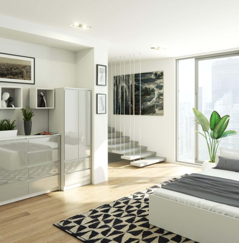 SZAFA STAR S 60 cm 2 DRZWI 2 SZUFLADY PK BIAŁA / METALIK POŁYSK