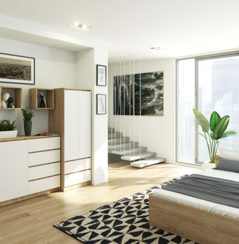 SZAFA STAR S 60 cm 2 DRZWI 2 SZUFLADY PK SONOMA / BIAŁA