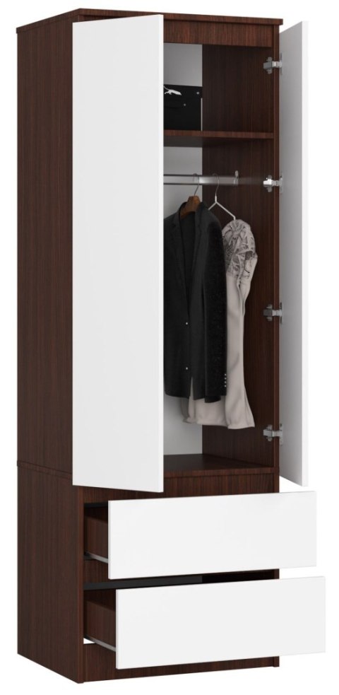 SZAFA STAR S 60 cm 2 DRZWI 2 SZUFLADY WENGE / BIAŁA