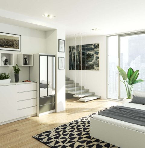 SZAFA STAR S60 2D 2SZ PK BIAŁA / SZARA + LUSTRO