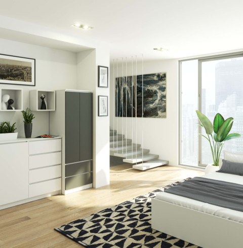 SZAFA STAR S60 2D 2SZ PK BIAŁY / SZARY