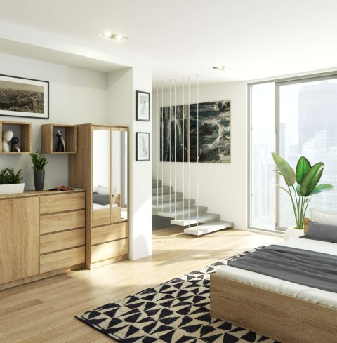 SZAFA STAR S60 2D 2SZ PK DĄB SONOMA + LUSTRO