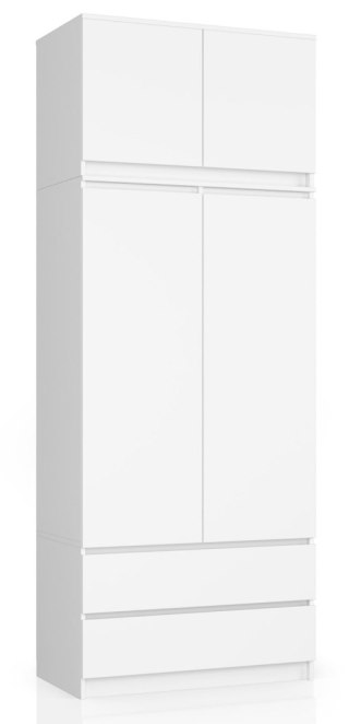 SZAFA Z NADSTAWKĄ S 90 cm 2 DRZWI 2 SZUFLADY PK BIAŁA