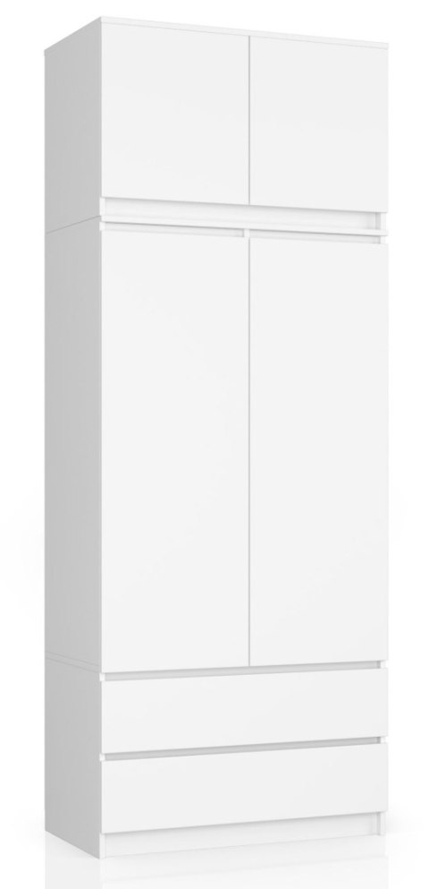 SZAFA Z NADSTAWKĄ S 90 cm 2 DRZWI 2 SZUFLADY PK BIAŁA