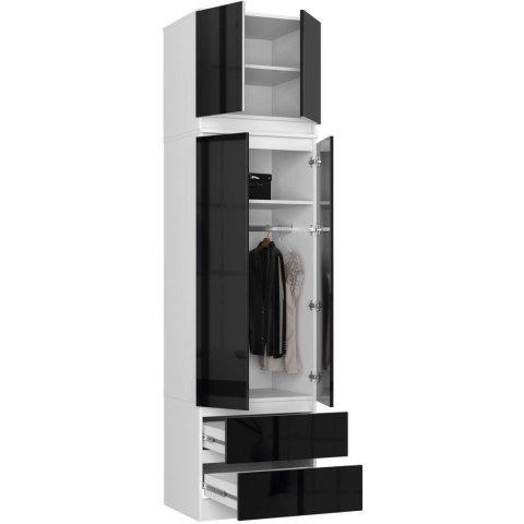 SZAFA Z NADSTAWKĄ S60 2D 2SZ CLP PK BIAŁY / CZARNY POŁYSK