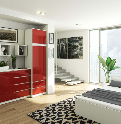 SZAFA Z NADSTAWKĄ S60 2D 2SZ CLP PK BIAŁY / CZERWONY POŁYSK