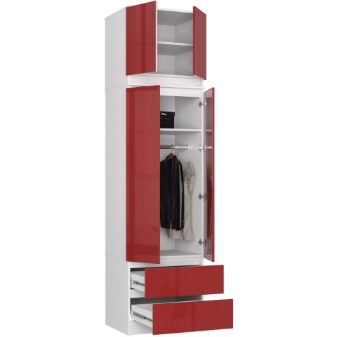 SZAFA Z NADSTAWKĄ S60 2D 2SZ CLP PK BIAŁY / CZERWONY POŁYSK